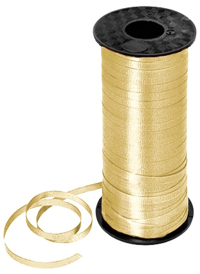 PMU 1 Pcs Curling Ribbon Gold - Crimped Texture Curling Ribbons for Gift Box Wrapping, Florist Flowers, Birthday Party Decorations, Festival Art Craft & Christmas Décor - 3/16 Inch X 500 Yards - Image 1